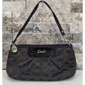 Vintage Coach Ashley Signature Wristlet Demi Shoulder Bag Pleated Dark Brown Y2K